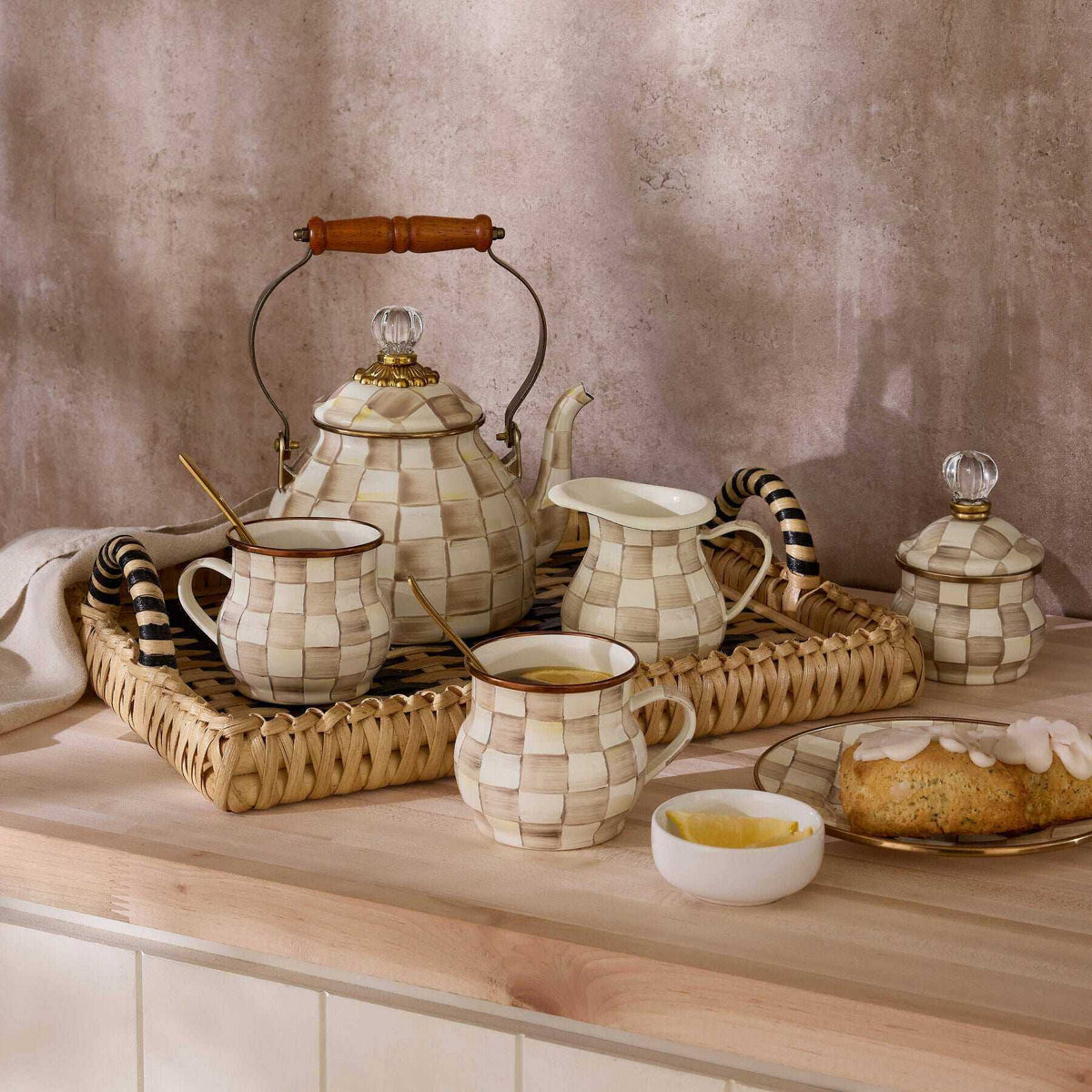 Mocha Check 1.89L Tea Kettle by MacKenzie-Childs