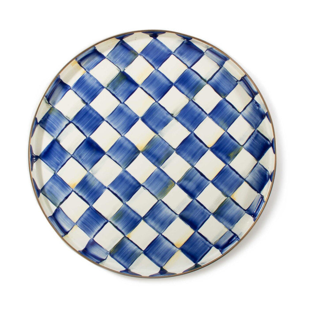 MacKenzie-Check Royal Check Round Tray