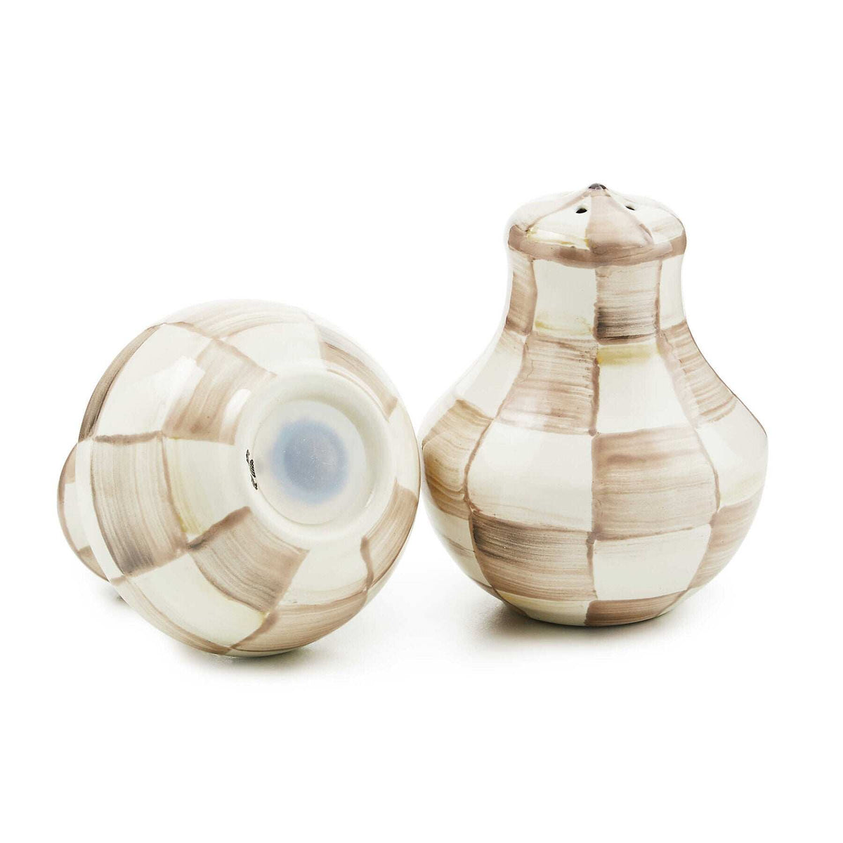 MacKenzie-Childs Mocha Check Salt & Pepper Shakers