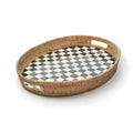MacKenzie-Childs Courtly Check Enamel & Rattan Party Tray