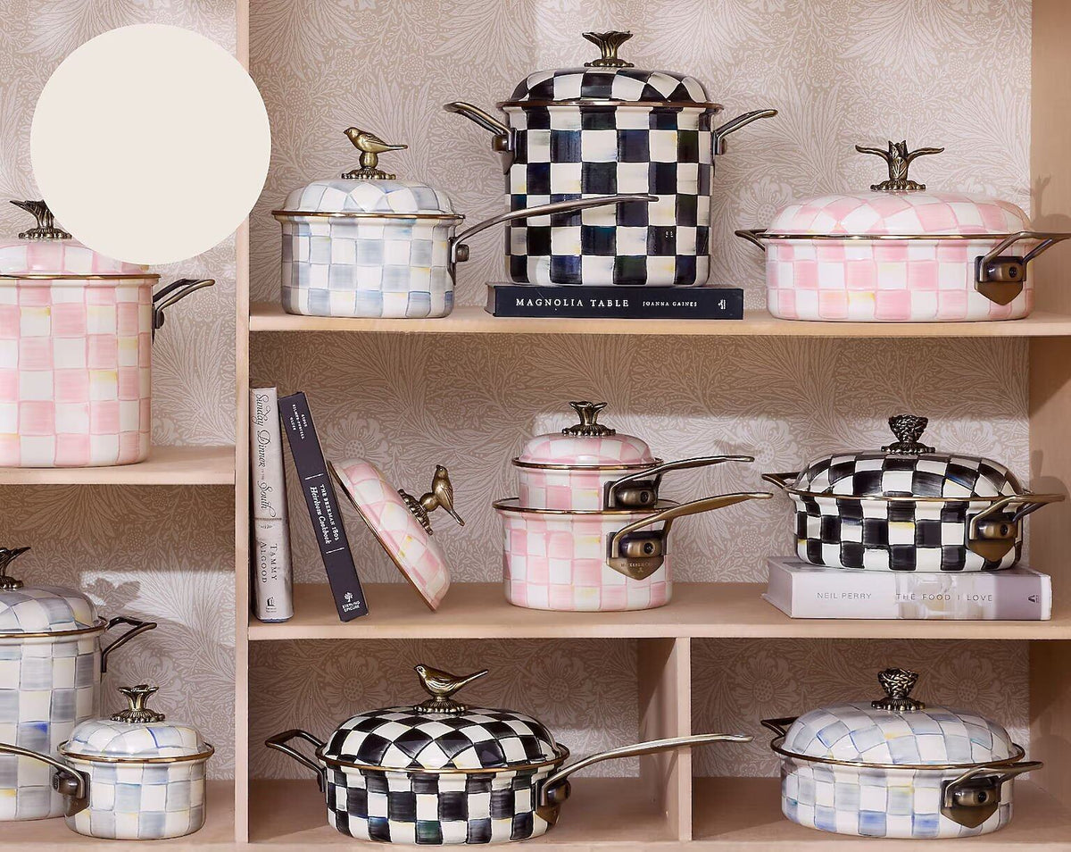Mackenzie-Childs Rosy Check Stockpot