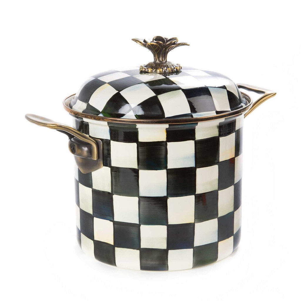 Mackenzie-Childs Courtly Check Enamel 7 Qt. Stockpot